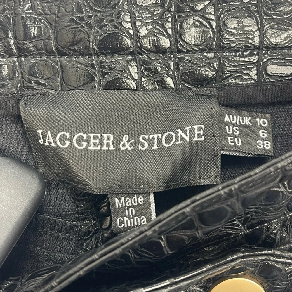 Jagger & Stone Croc Faux Leather Mini Skirt Y2K Clubwear Size 6 - Picture 5 of 9